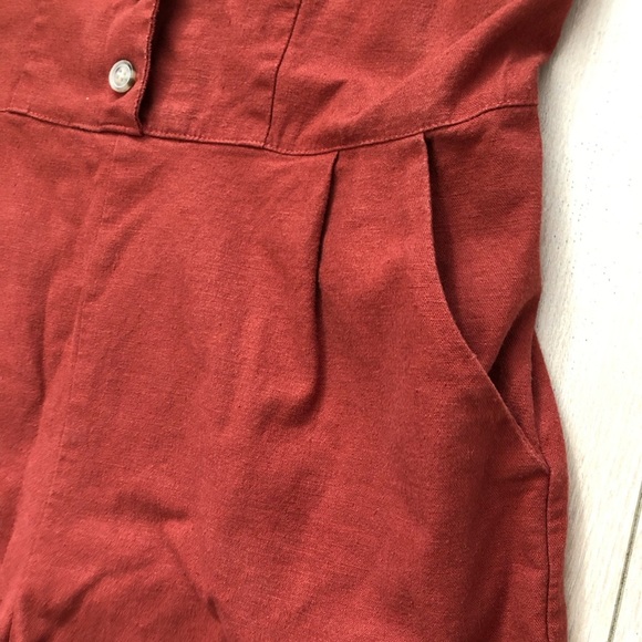 Birds of North America Linen Blend Romper in Burnt Orange Size 6 - Picture 8 of 12